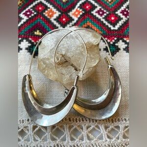 Lucky Brand Used Hoop Earrings/ Boho Chic Hoops/ Extra Large Funky Hoops